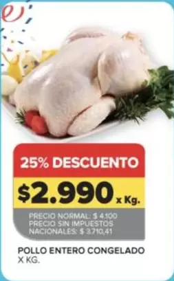 X$ - POLLO ENTERO CONGELADO