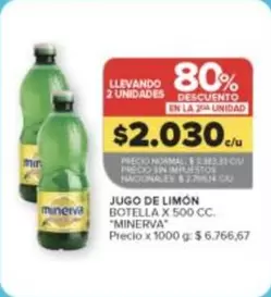 Minerva - JUGO DE LIMÓN BOTELLA