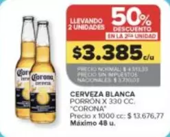 Corona - CERVEZA BLANCA PERDÓN x 330 CC.