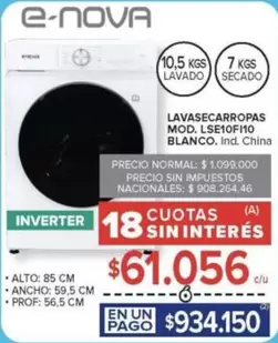 LAVASECARROPAS MOD. LSE10F110 BLANCO