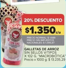 X$ - GALLETAS DE ARROZ SIN SELLOS V/TIPOS