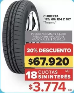 CUBIERTA 175/68/R14 Z 107 "Trezano"