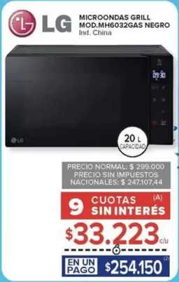 LG - MICROONDAS GRILL MOD.MH6032GAS NEGRO