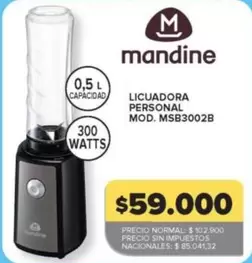 Mandine - LICUADORA PERSONAL MOD. MSB3002B