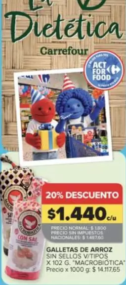 Carrefour - GALLETAS DE ARROZ SIN SELLOS V/TIPOS
