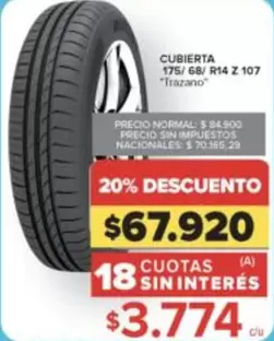 CUBIERTA 175/ 68/ R14 Z 107 "Trazano"