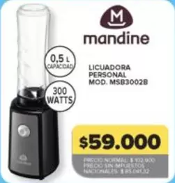 Mandine - LICUADORA PERSONAL MOD. MSB3002B