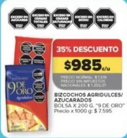 9 de oro - BIZCOCHOS AGRIDULCES/ AZUCARADOS
