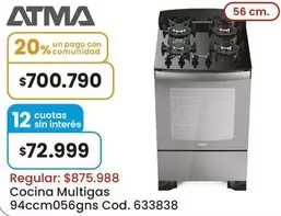 Atma - Cocina Multigas 94ccm056gns