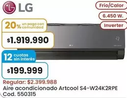 LG - Aire acondicionado Artcool S4-W24K2RPE Cod. 550315