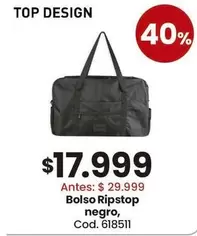 Negro - Bolso Ripstop negro, Cod. 618511