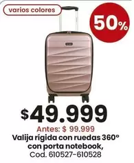 Valija rígida con ruedas 360° con porta notebook, Cod. 610527-610528