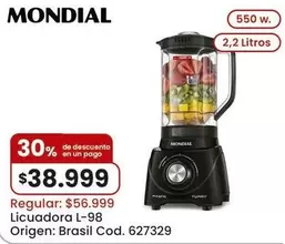 Mondial - Licuadora L-98 Cod. 627329