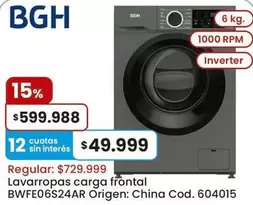 BGH - Lavarropas carga frontal BWFE06S24AR