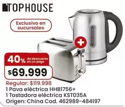 Origen - Pava eléctrica HHB1756+ Tostadora eléctrica KST035A
