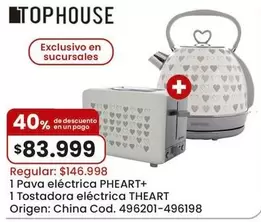 Origen - 1 Pava eléctrica PHEART+ 1 Tostadora eléctrica THEART