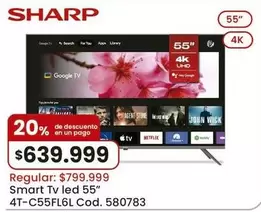 Google - Smart TV led 55" 4T-C55FL6L Cod. 580783