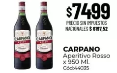 Carpano - Aperitivo Rosso x 950 Ml. Cód:44035