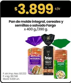 fargo - Pan de molde integral, cereales y semillas o salvado