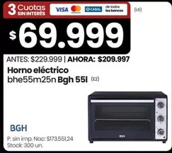 BGH - Horno eléctrico bhe55m25n Bgh 55I