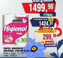 Higienol - PAPEL HIGIENICO HIGIENOL FRESH 4x30 ml