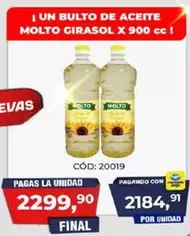 Molto - UN BULTO DE ACEITE MOLTO GIRASOL X 900 cc ! CÓD: 20019