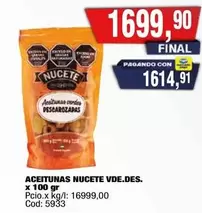 Nucete - ACEITUNAS NUCETE VDE.DES. x 100 gr