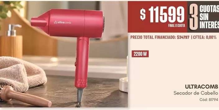 Ultracomb - Secador de Cabello (cod. 8794)