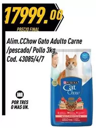 Mas - Alim.CChow Gato Adulto Carne /pescado/ Pollo 3kg Cod. 43085/4/7