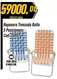 Mas - Reposera Trenzada Rafia 5 Posiciones Cod.35957