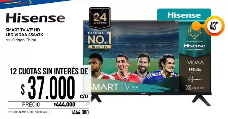 Hisense - SMART TV 43" HD LED VIDAA 4SA42K