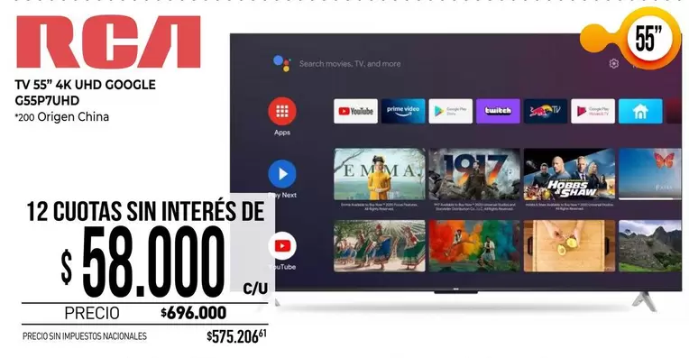 RCA - TV 55" 4K UHD GOOGLE