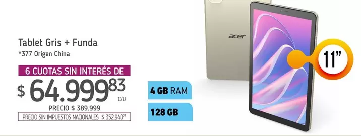 Acer - Tablet Gris + Funda