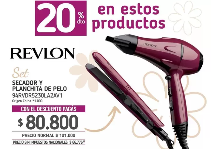 Revlon - SECADOR Y PLANCHITA DE PELO 94RVDR5230LA2AV1