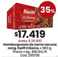 Swift - Hamburguesas de carne vacuna cong.