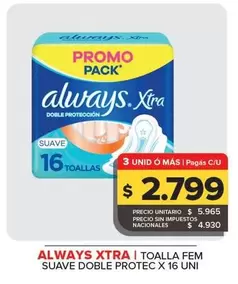 Always - Xtra Toalla Fem Suave Doble Protec