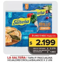 La Salteña - TAPA P/ PASCUALINA HOJALDRE/CRIOLLA/BALANCE