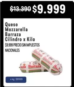 Barraza - Queso Mozzarella Barra Cilindro