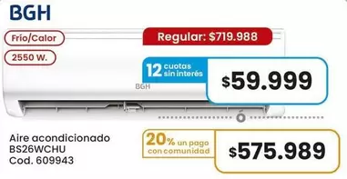 BGH - Aire acondicionado BS26WCHU Cod. 609943