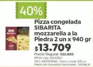 Sibarita - Pizza congelada mozzarella a la Piedra 2 un x 940 gr