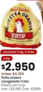 Coto - Pollo entero congelado
