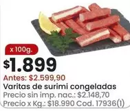 X$ - Varitas de surimi congeladas Cod. 17936(1)