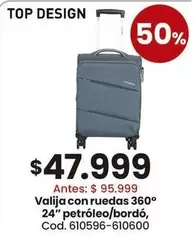 Valija con ruedas 360° 24" petróleo/bordó, Cod. 610596-610600
