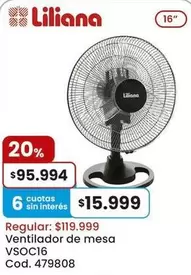 Liliana - Ventilador de mesa VSOC16