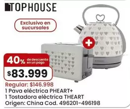 Origen - Pava eléctrica PHEART+ y Tostadora eléctrica THEART (Cod. 496201-496198)