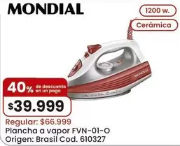Mondial - Plancha a vapor FVN-01-O