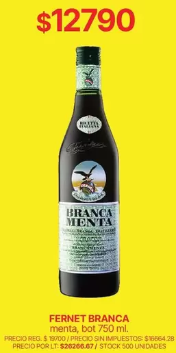 Fernet Branca - FERNET BRANCA menta, bot 750 ml