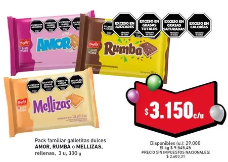 Misterio - Pack familiar galletitas dulces AMOR, RUMBA o MELLIZAS