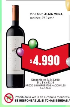 Alma Mora - Vino tinto malbec