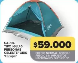 Escape - CARPA TIPO IGLU 6 PERSONAS CELESTE/ GRIS ""